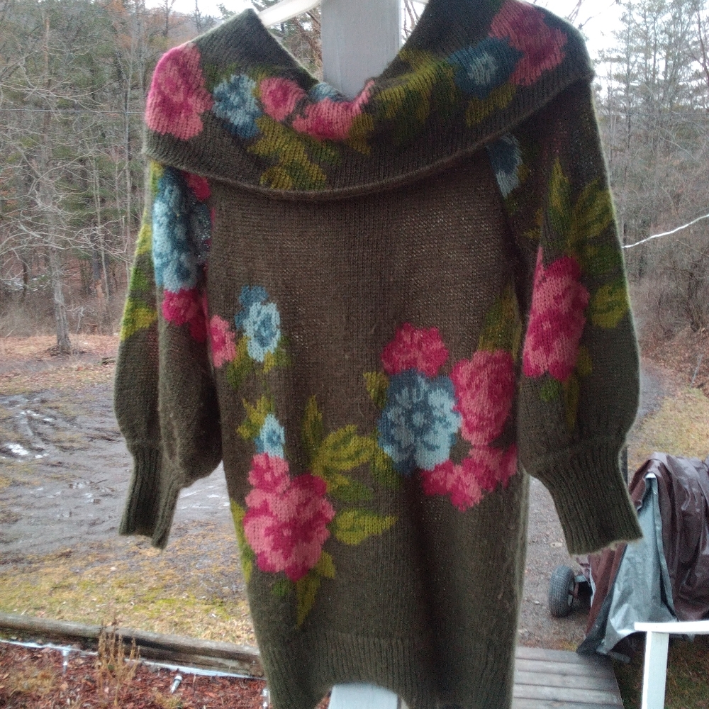 **Newport News Floral Mohair Sweater